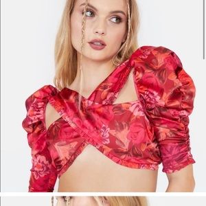 For Love & Lemons Alia Red Floral Rose skirt set